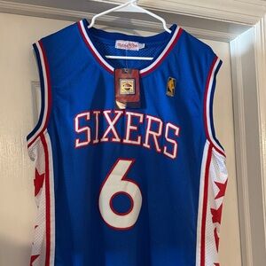 Mitchell & Ness Blue Sixers Jersey with Red and White Trim